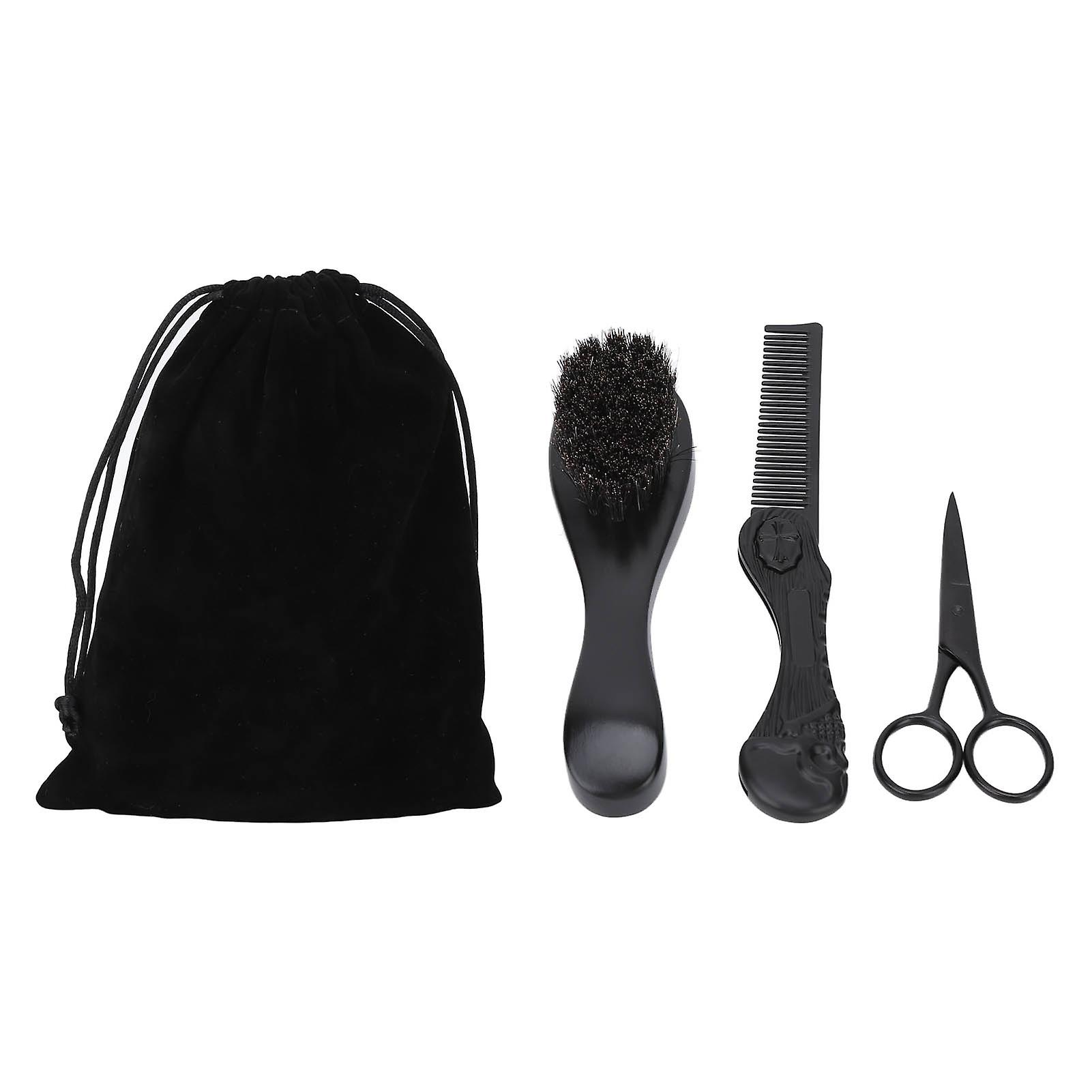 Beard set with folding comb, small scissors, beard brush, beard styling set with storage bag