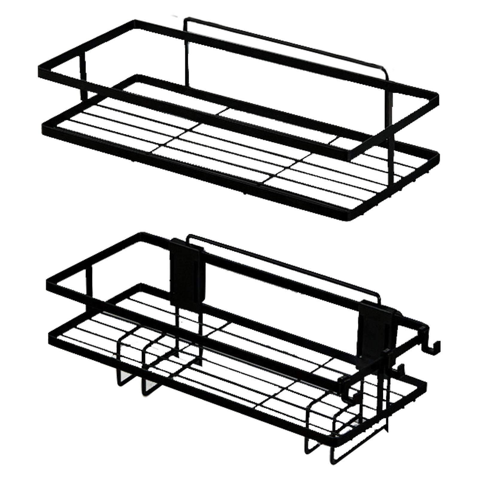 Metal Bathroom Organizer Double Layer Shelf with Large Capacity - Nail Free Installation