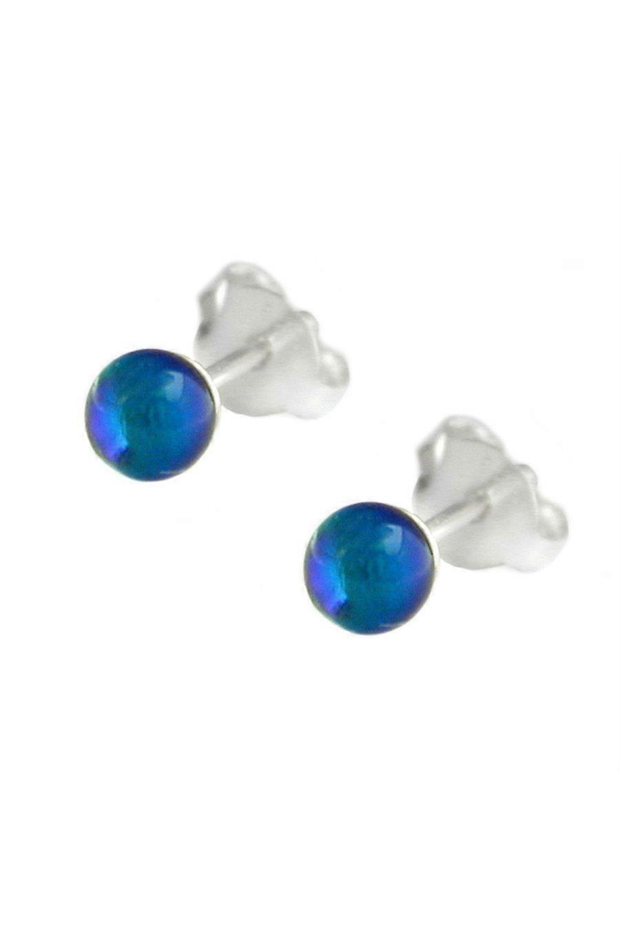 Stud Earrings 4mm Bermude Blue Silver 925 - Gl92895