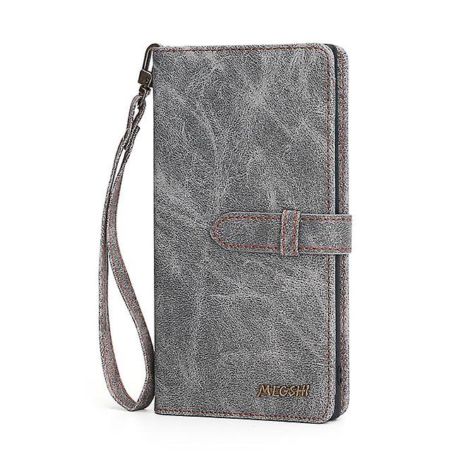 Leather Case with Multiple Pockets for Samsung Galaxy S7 Edge - Black / Gray