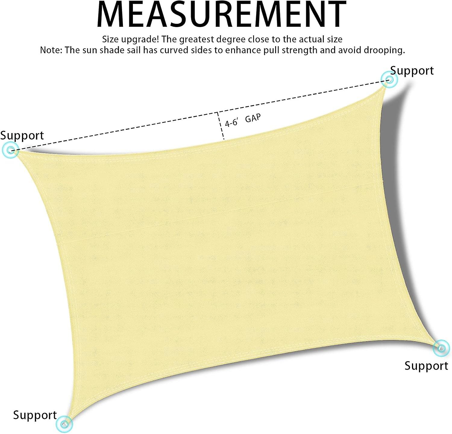 Rectangular Shade Sail 2x3m Cream, Waterproof UV Protection Canop