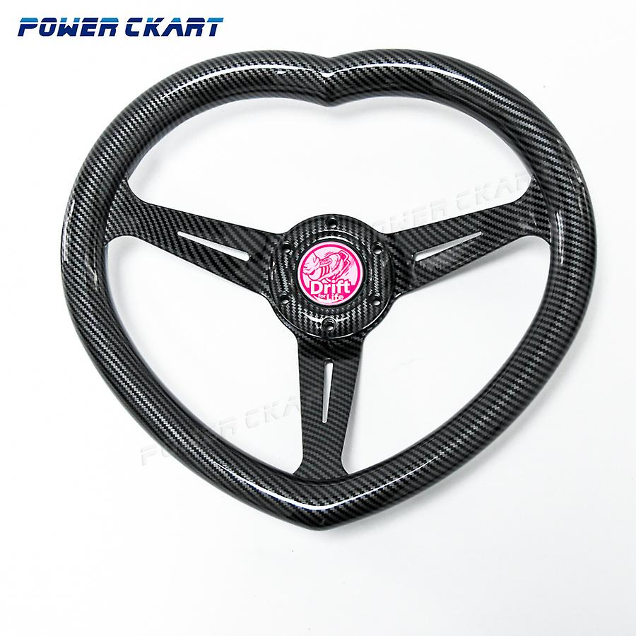 Manubrio da corsa universale da 14 pollici in carbon look nero a forma di cuore ~ 17012