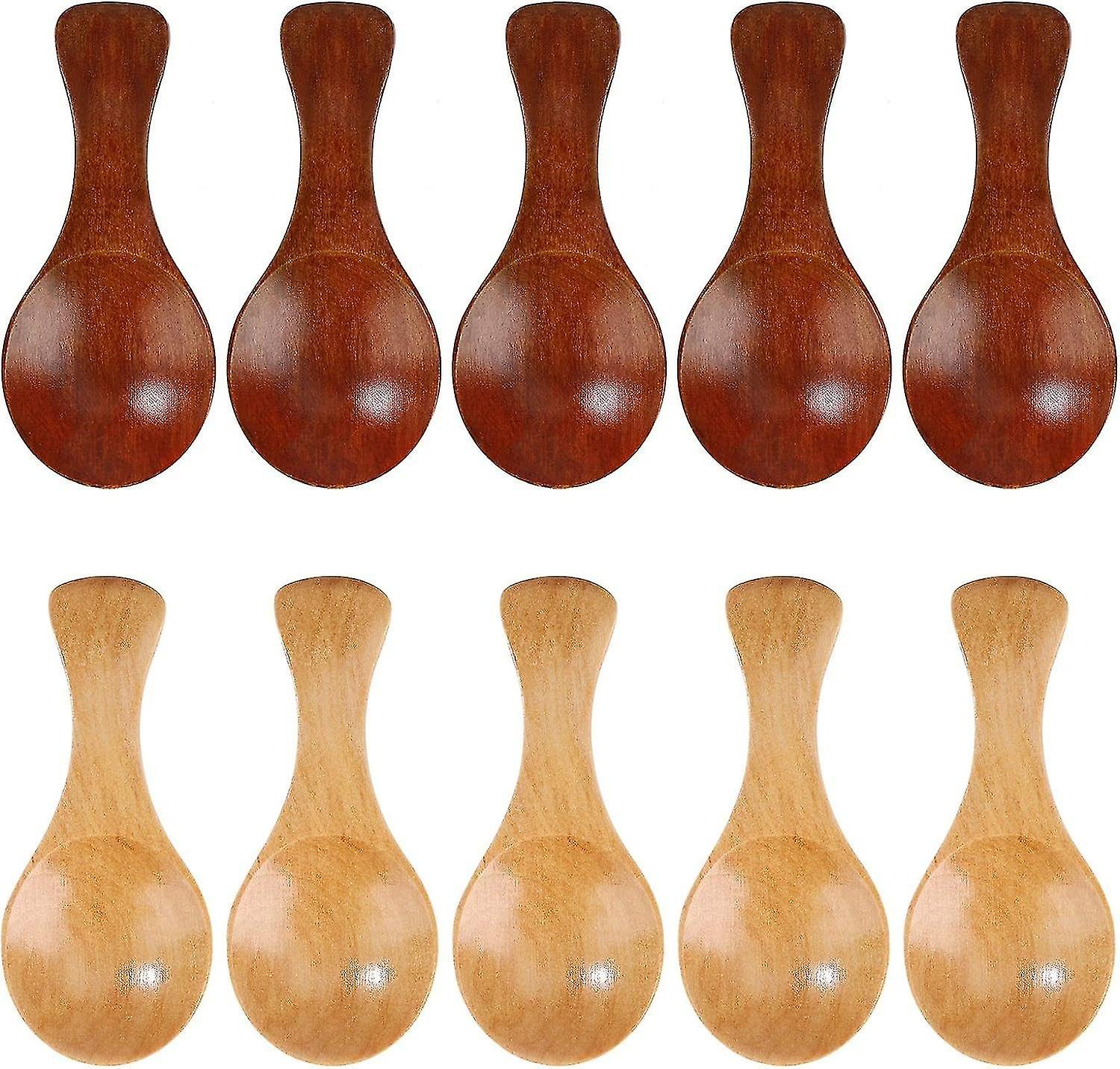 Small Handmade Wooden Salt Spoons with Short Handle - for Honey, Coffee, Cooking, Tea, Sugar, Salt,