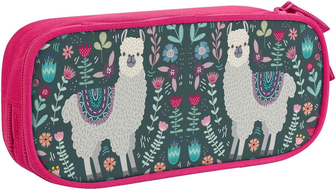 زهرة الألبكة حقيبة قلم رصاص كبيرة مع 2 مقصورات قلم رصاص حقيبة حقيبة قلم رصاص منظم حقيبة للبنات الأولاد الطالب مدرسة مكتب الكلية - مقاس واحد67