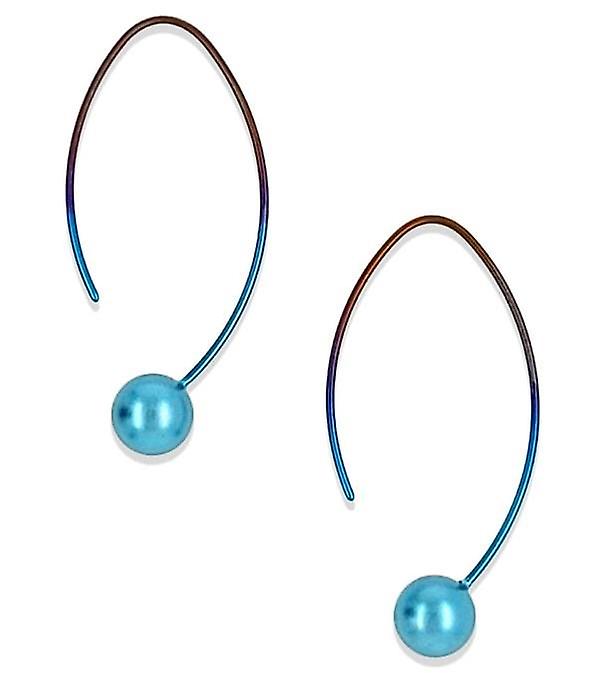 Ti2 Titanium Orbit Drop Earrings - Blue