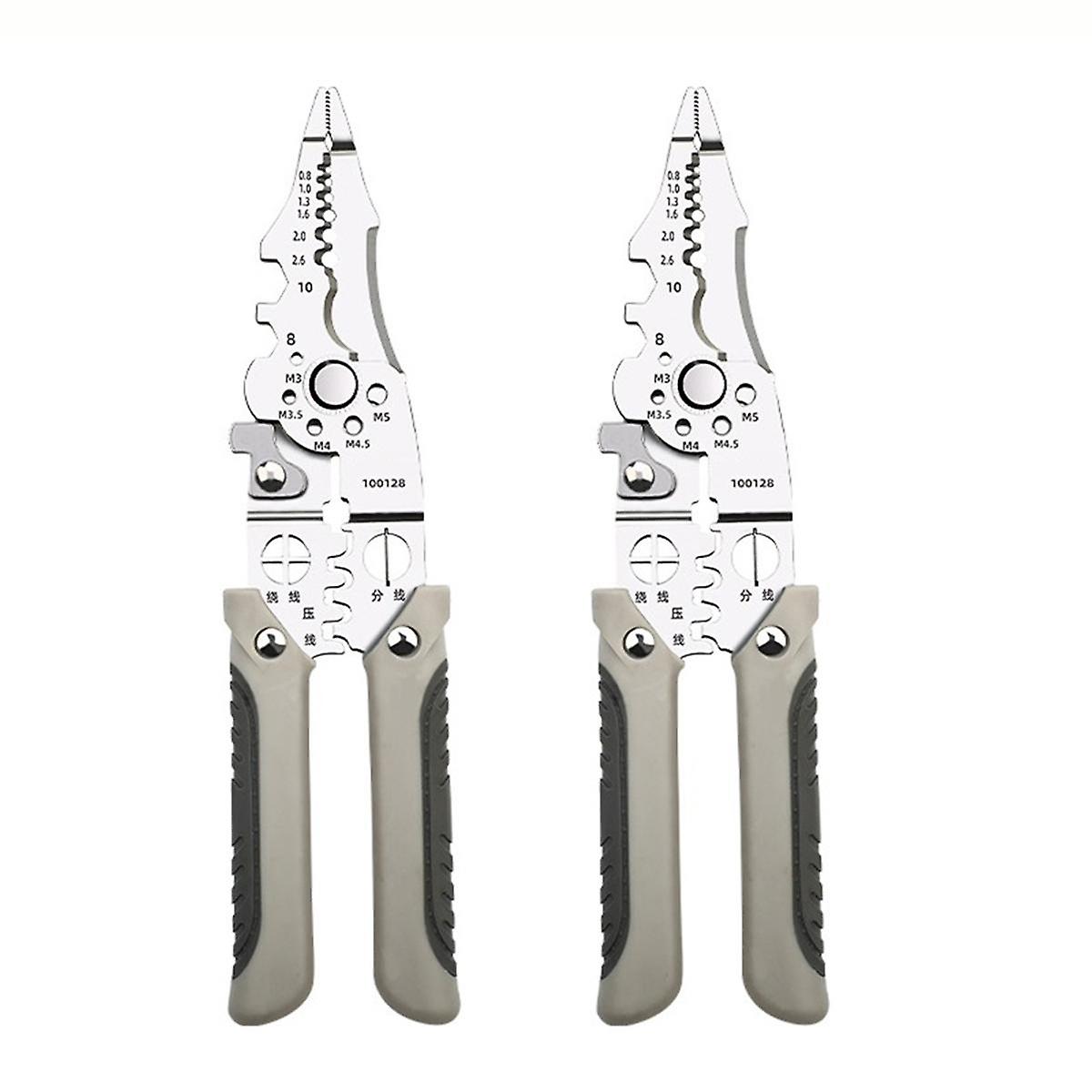 Multifunctional Wire Stripper Crimper Cable Cutter Pliers, Professional Electrical Wire Stripping Tool 2Pcs