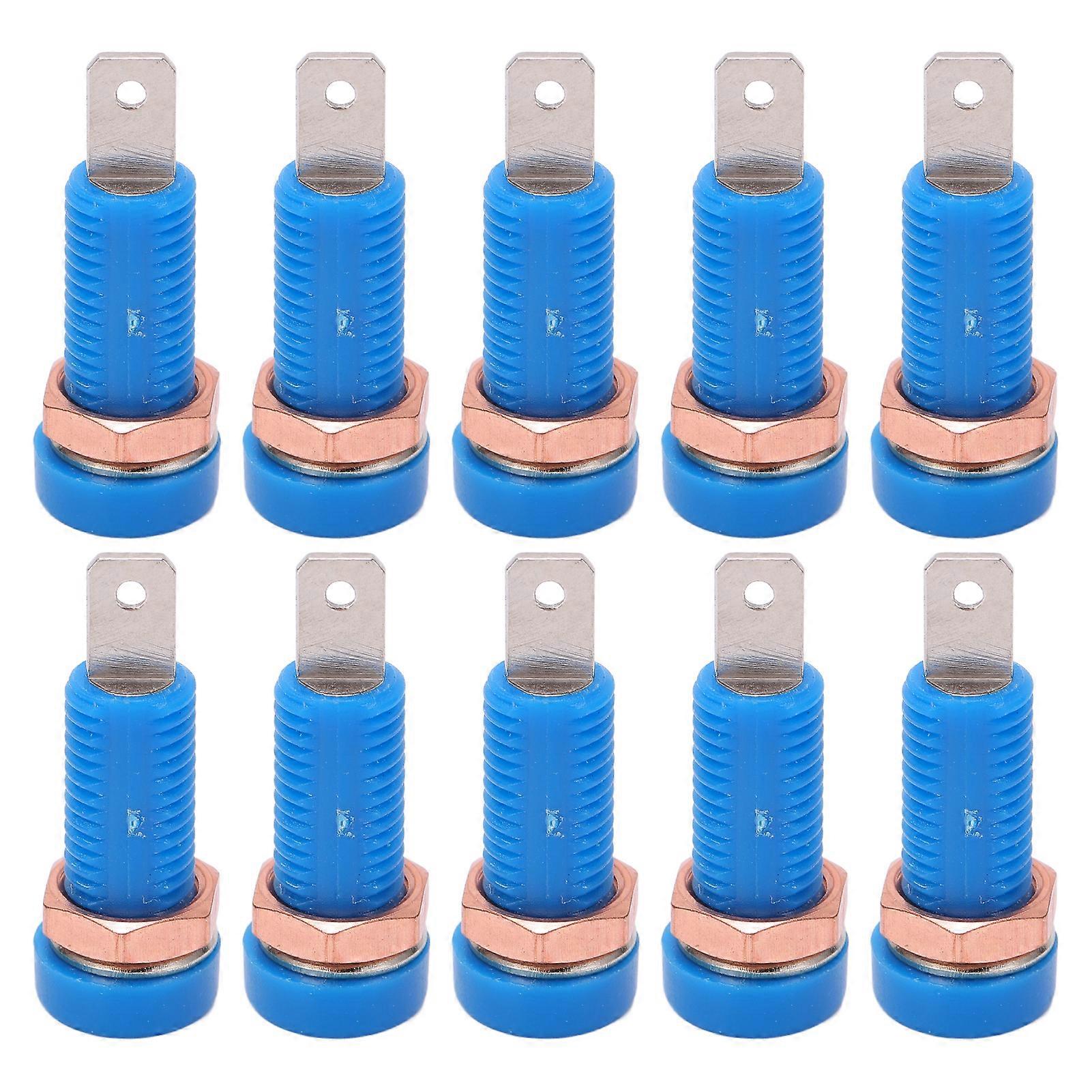 10 piezas de 4 mm Banana Jack Socket Mount Binding Post Connector Panel Adapter para Instrumentos ElectrónicosBlue
