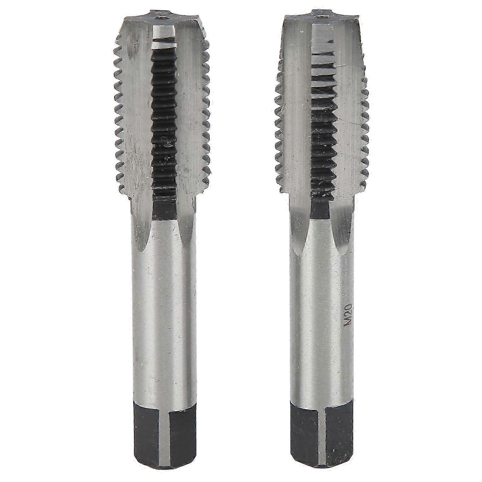 2Pcs First Second Hand Tap Metric M20 Thread Straight Flute Carbon Steel Tapping Tool