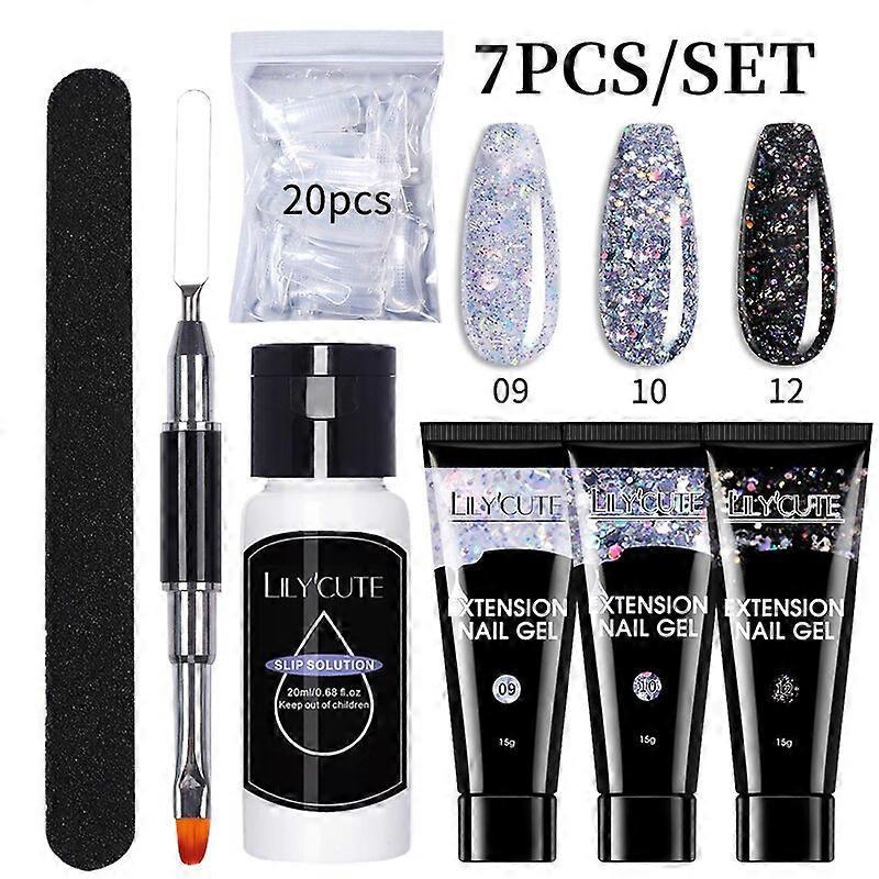 マニキュアセット15MLエクステンションジェルネイルポリッシュキット半永久UVワニスフィンガークイックエクステンドモールドネイルアートツール7-9