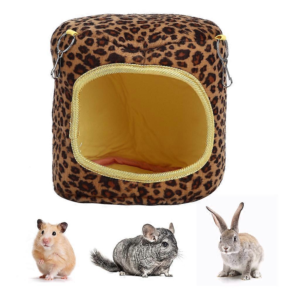 Cotton Pet Hamster Warm Hammock Hanging Sleeping Nest for Squirrel Hedgehog Guinea Pig Chinchilla RabbitsYellow Leopard