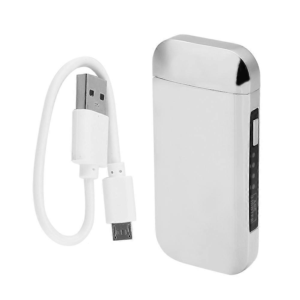 Tragbarer wiederaufladbarer USB-Elektrolichtbogen Flammenloser winddichter Zigarettenanzünder (Silber)
