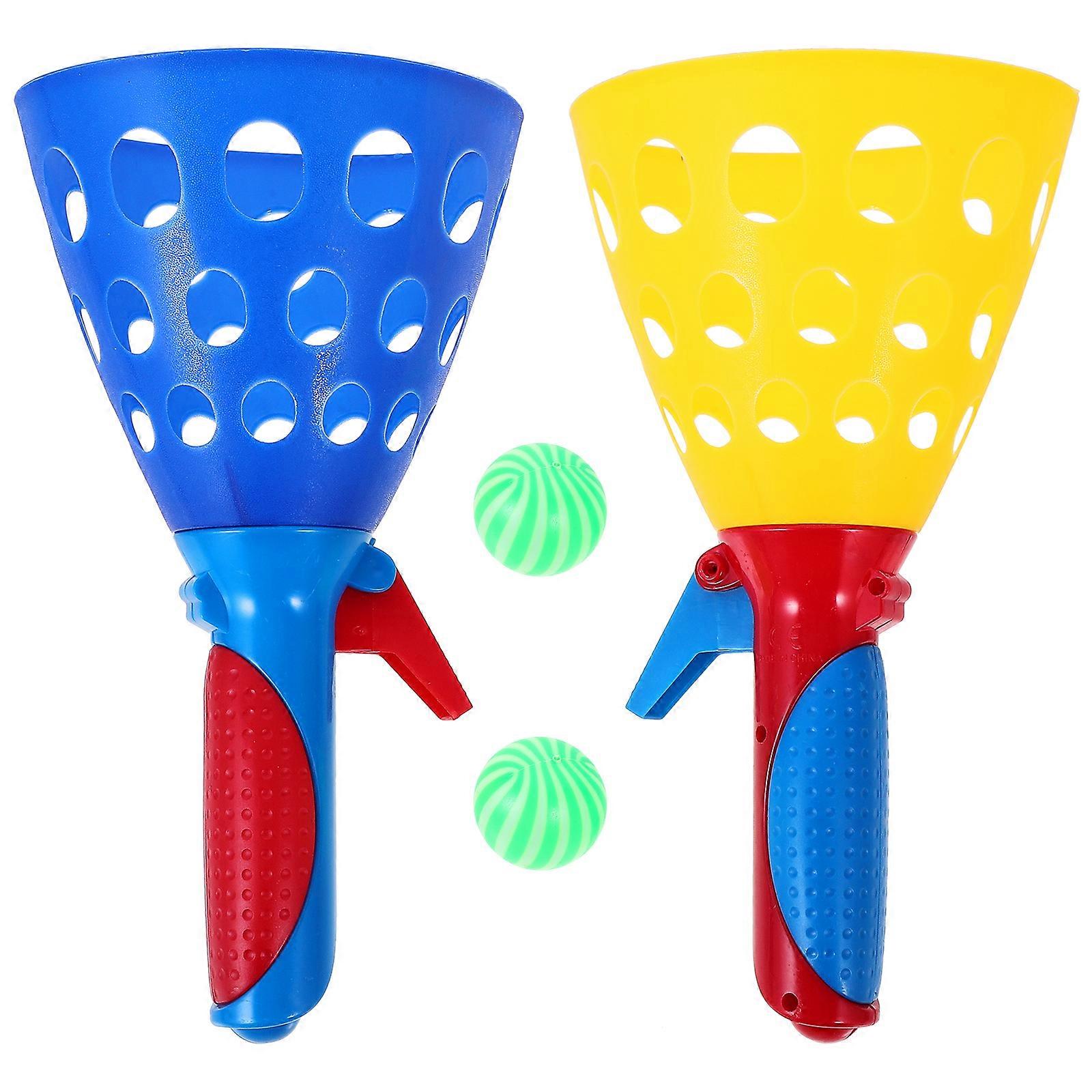 1 Pair Click and Catch Toys Launch and Catch Balls Double Play Balls Set