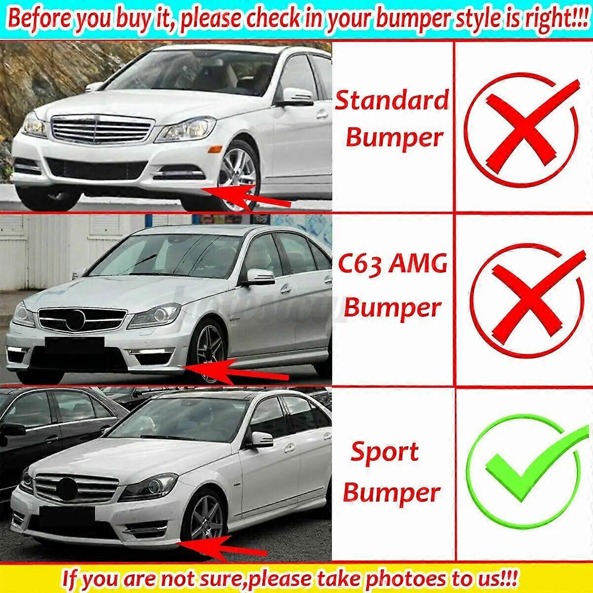 thumbnail image 2 of Gloss Black Front Bumper Lip Spoiler Kit For Mercedes-Benz W204 C200 C250 C300 2011-2014 (AMG Line Only!) 2 of 6