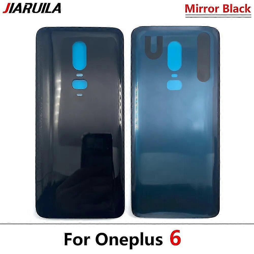 新しいバッテリーバックカバーガラスリアドア交換用ハウジングステッカー接着剤Oneplus 6 6tロゴ付き