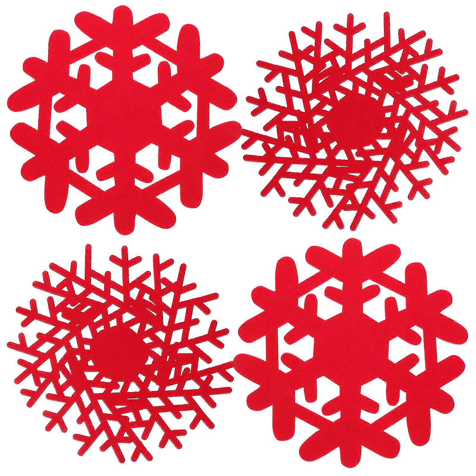 4pcs Snowflake Pot Holder Christmas Decorative Coaster Drinking Cup Coaster Placemat