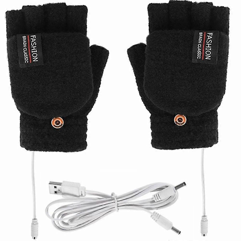 Usb Charging Electric Heating Gloves Thermal Full Half Finger Mittens