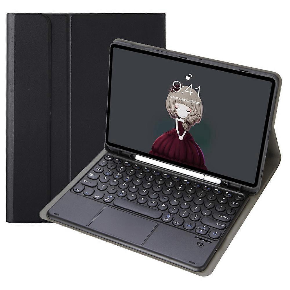 YA710B-A For Samsung Galaxy Tab S9 FE X510 / X516 Round Key Cap Touchpad Bluetooth Keyboard TPU Case