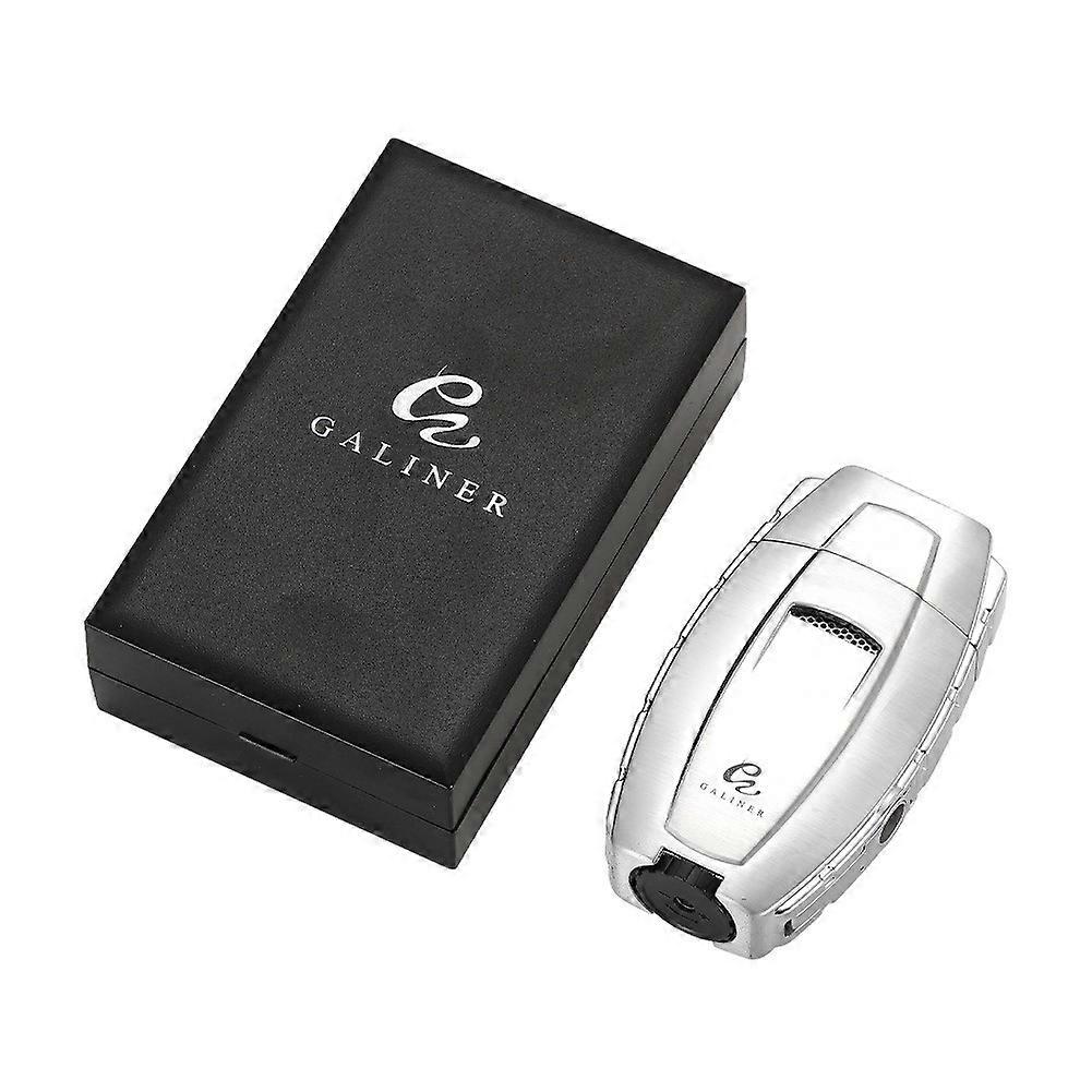 Creative Cigar Lighter Double Fire Direct Spray Paint Inflatable Lighter Outdoor Windproof Igniter Multi-Color Gift Box
