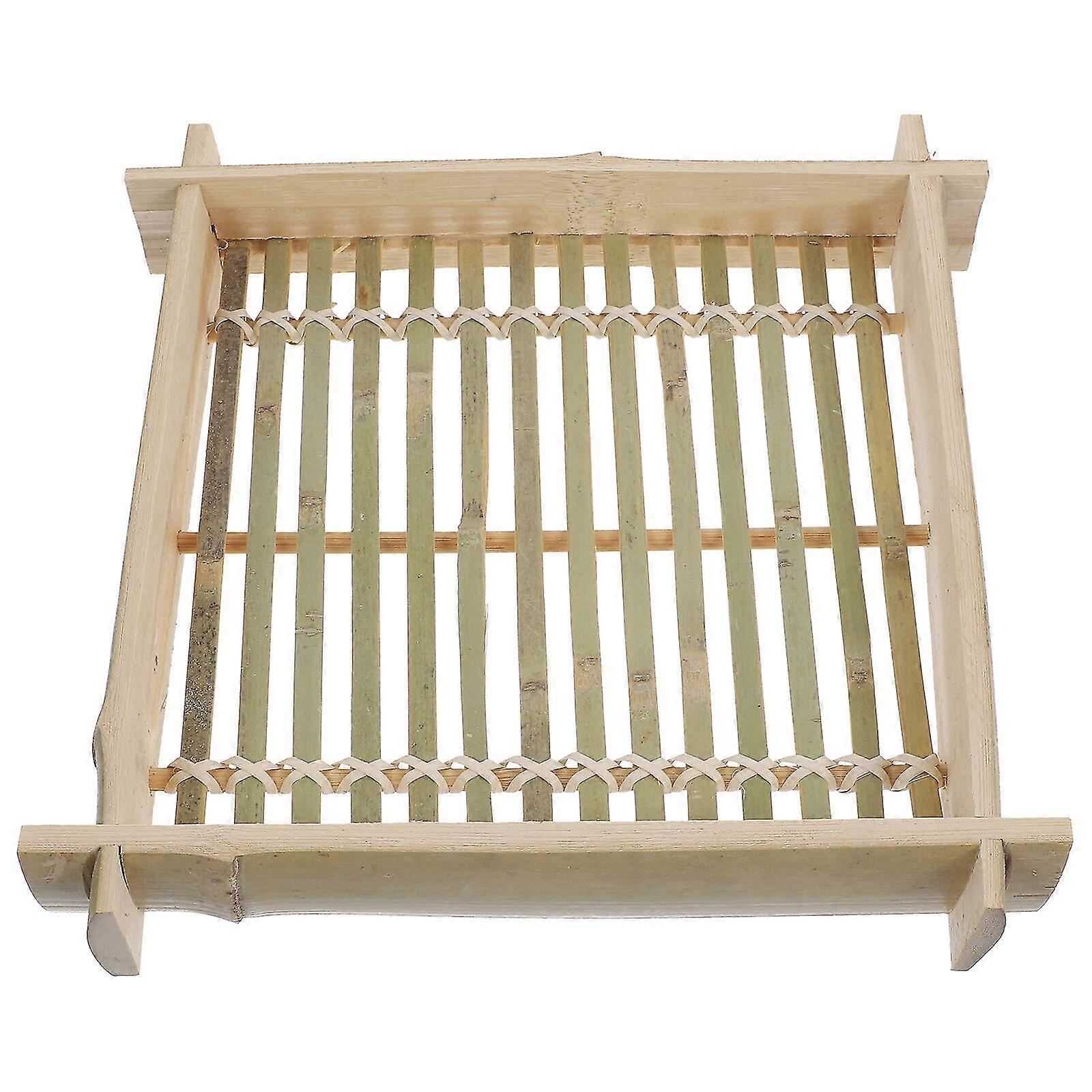 Japanese Soba Noodles Plate Rectangular Udon Dish With Bamboo Mat Restaurant Accessory