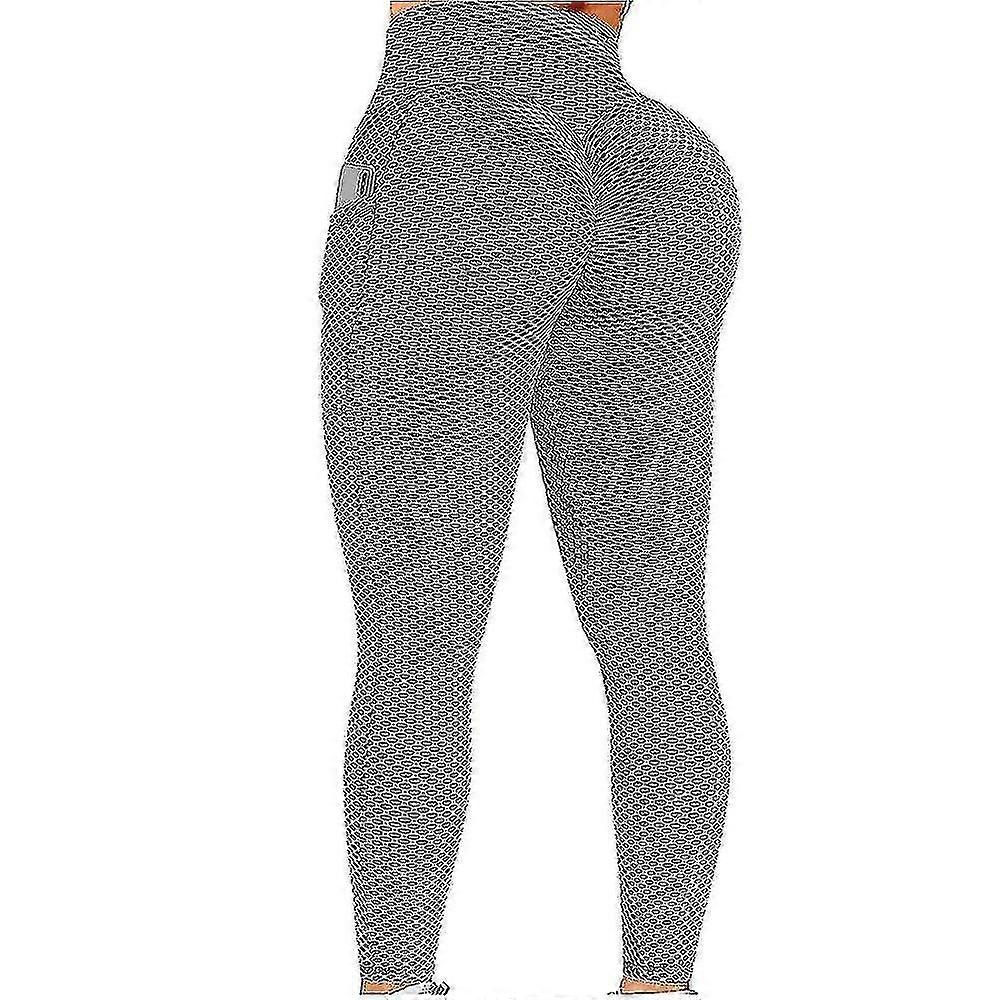 Tik Tok Leggings Plus Size, Women's Textured Booty Yoga Pants High Waist Ruched Butt Lifting Tummy Control Yoga Tights