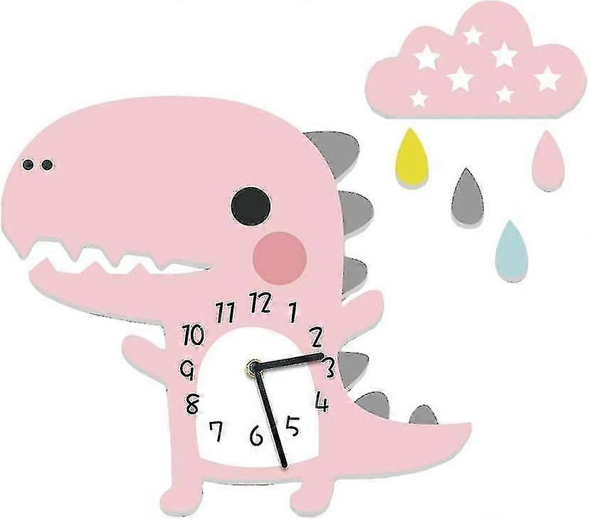 Kids Wall Clock Dinosaur With Clouds Clock Without Ticking Noise Silent Clock Boy Wall Clock Multi-color Option