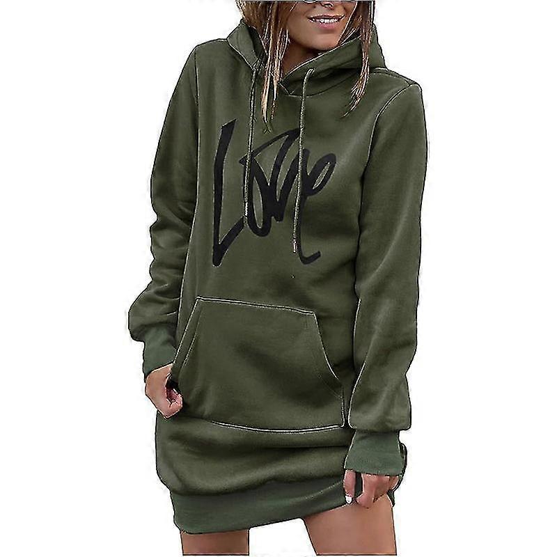 Womens Versatile Drawstring Lightweight Pullover Sweatshirt Hoodie Dress