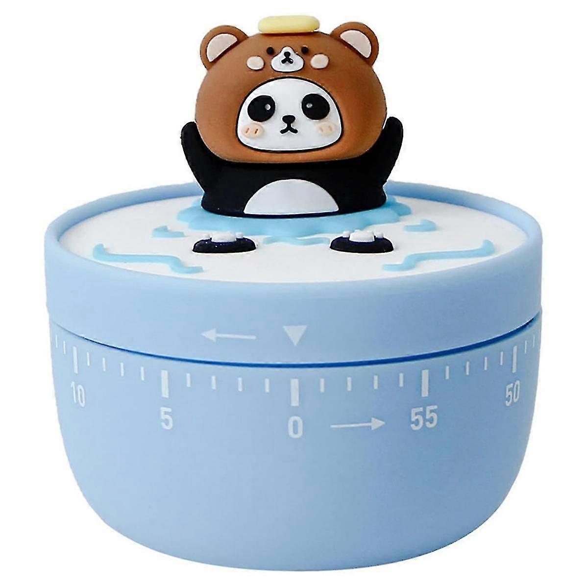 60 Min. Mechanical Kitchen Timer Panda Bathroom Manual Timer Cooking Baking Timer Children Blue