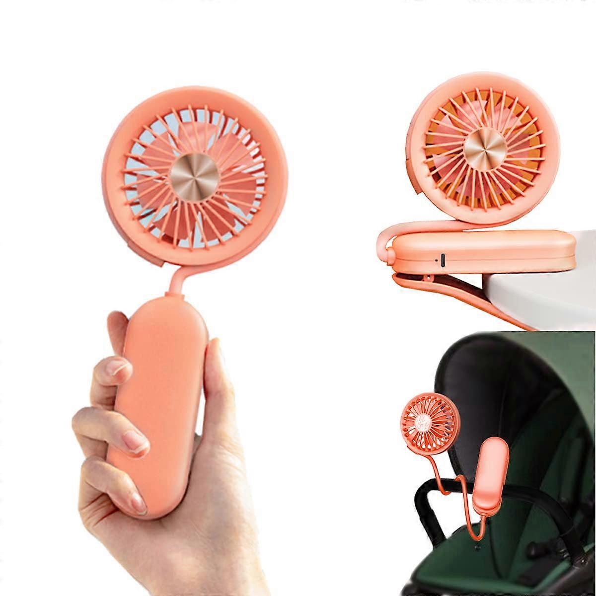 LINJOU 3 in 1 Handheld/Clip/Stroller Portable Mini Fan,(pink,213x93x35mm)