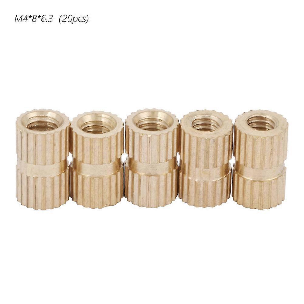 M4 Brass Cylinder Knurled Round Molded in Insert Embedded Nuts (M4*8*6.3; 20pcs)