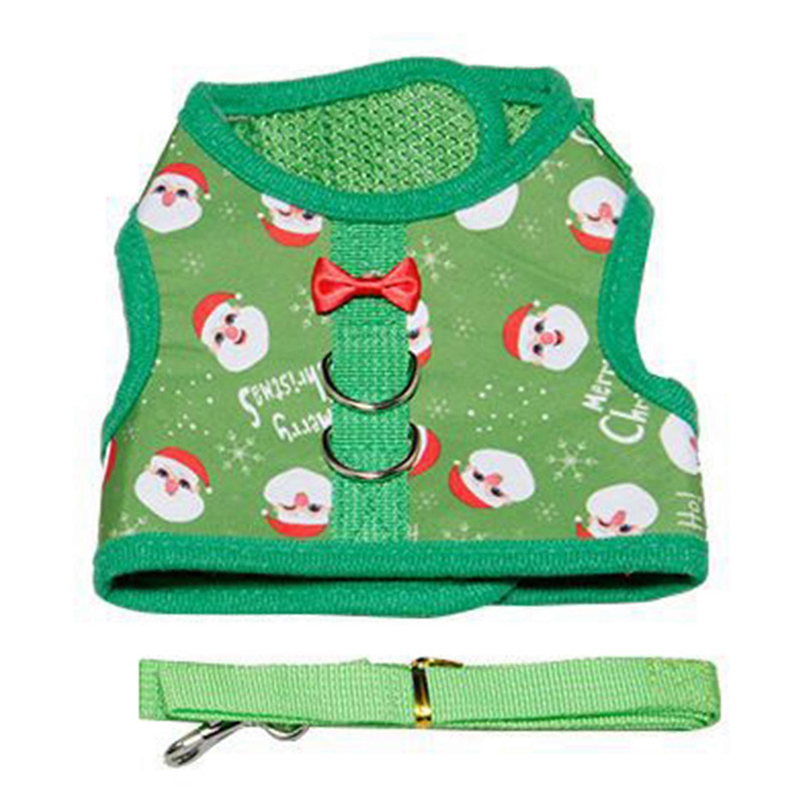 Christmas Pet Vest Harness Set Reflective Adjustable Dog Wearing Breathable Mesh Vest with Leash Chicken Hen Leash for Duck