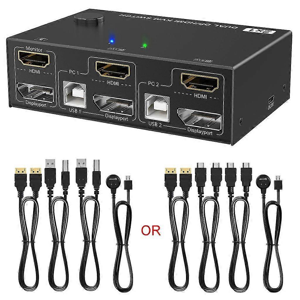 Kvm Switch Dual Monitor Displayport Hdmi-compatible Rgb 4:2:0/ycbcr 4:2:0