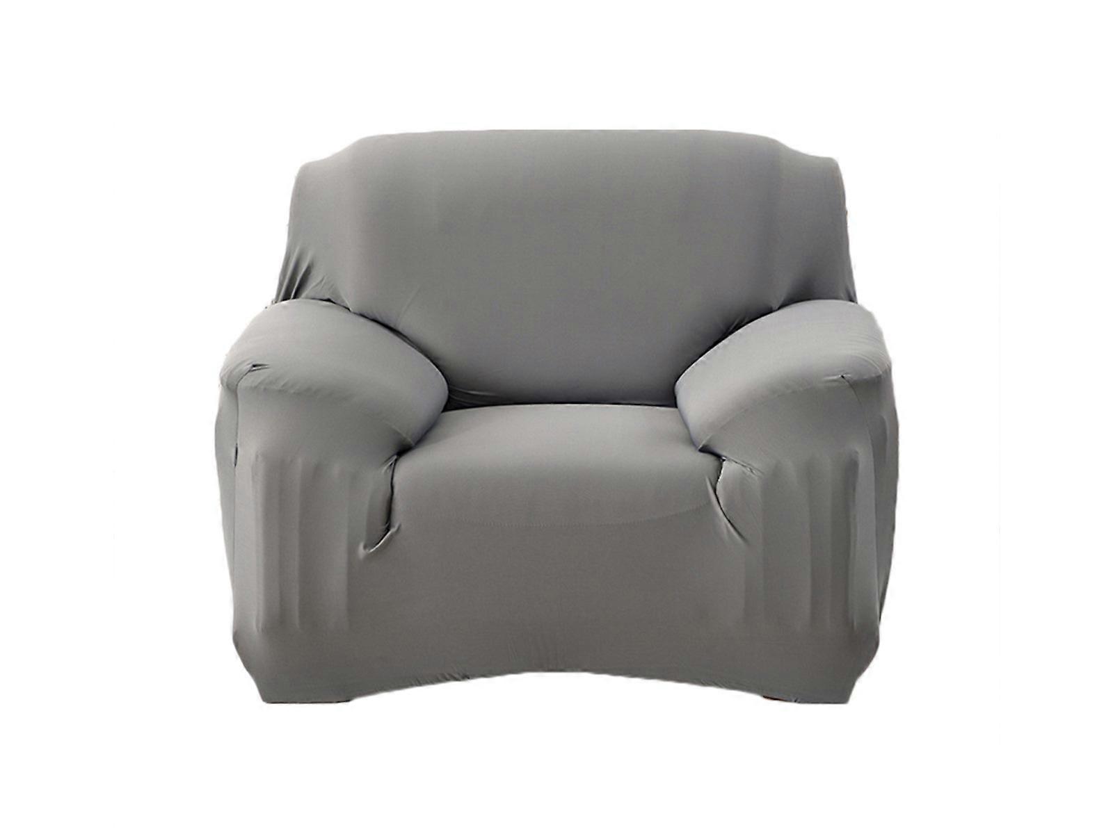 Sofa Cover Grey Solid Colour Sofa Protector Stretch Couch Slipcover 1 Seat