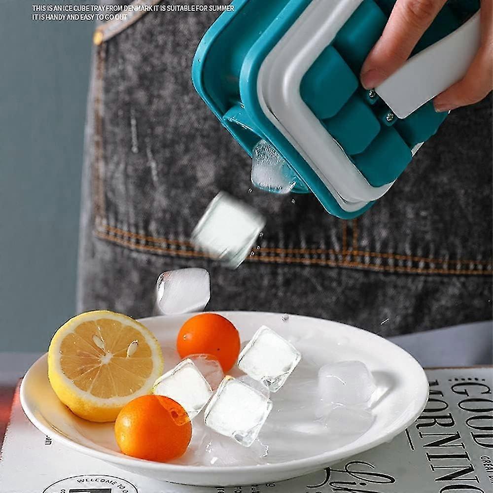 hmtoot POP- Ice Cube Trays, Portable Silicone Ice Cube Bin with Storage for Freezer, Easy Push and P