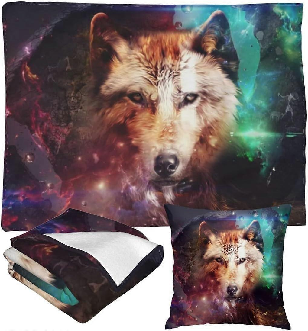 Cobertor de Lobo Cobertor Fofinho Cobertor de Sofá Fronha Combinação de Cobertor e Fronha
