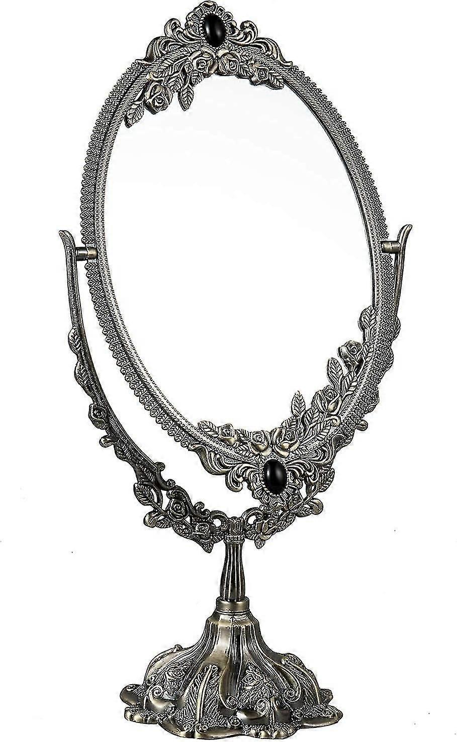 Vintage Makeup Mirror Tabletop Oval Vanity Mirror With Base Double Sided Sw