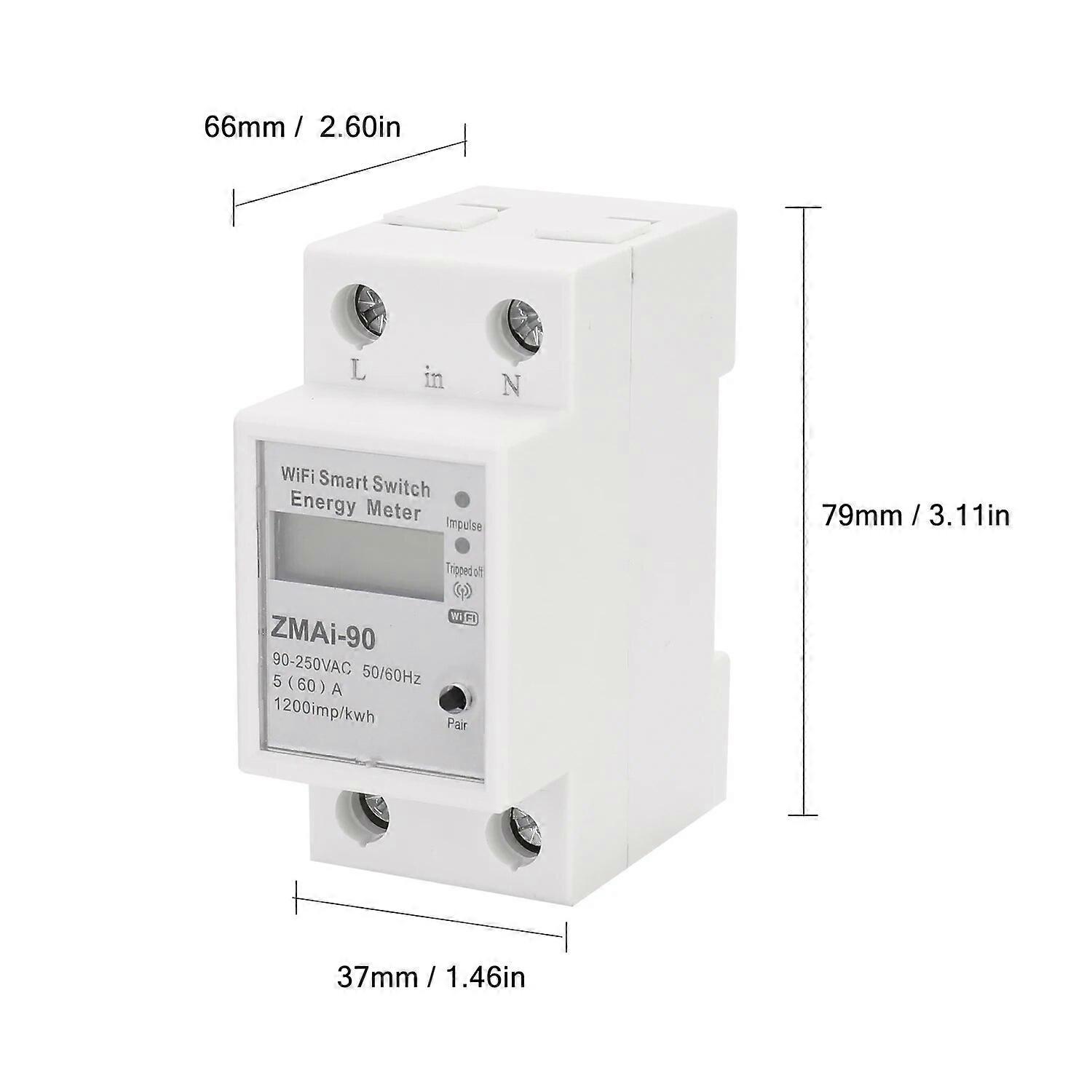 Single Phase Din Rail Wifi Smart Energy Meter Power Consumption Kwh Meter Wattmeter For Smartlife/Tuya App Alexa Google Home
