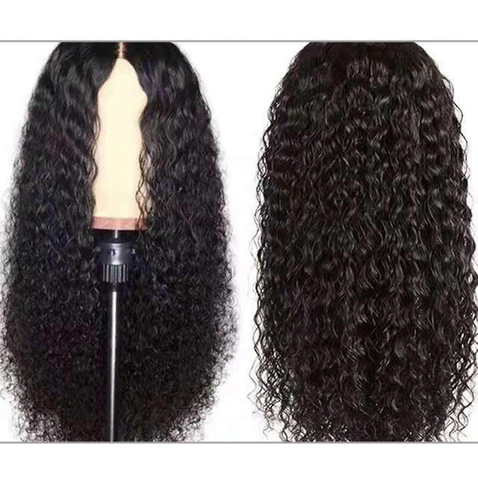 Mesdames Perruque Set Noir Mi-long Cheveux Bouclés Simulation Perruque 20231120