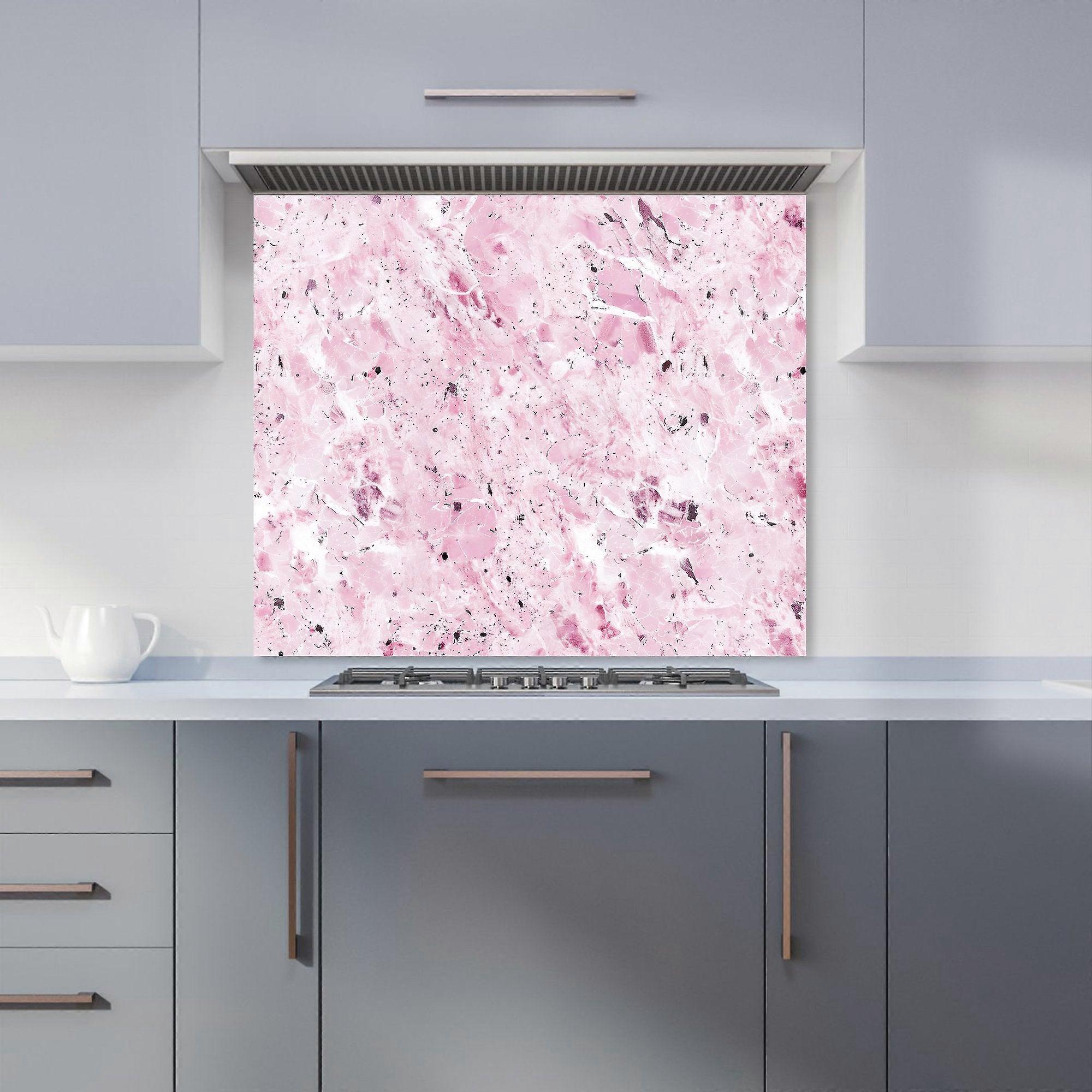 Plush Pink Quartz Effect Kitchen Splashback