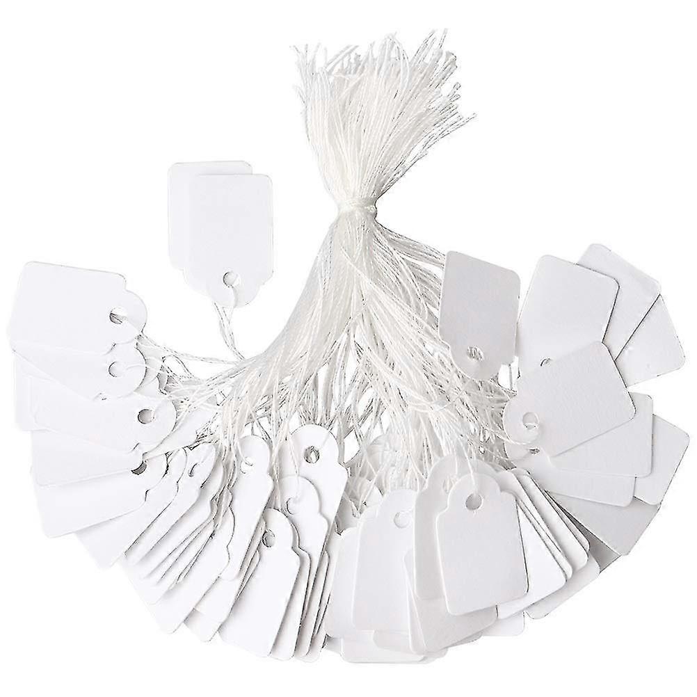 500 stuks sieraden prijskaartjes, wit geregen tags papier markering tags kleding display tag prijslabels met string