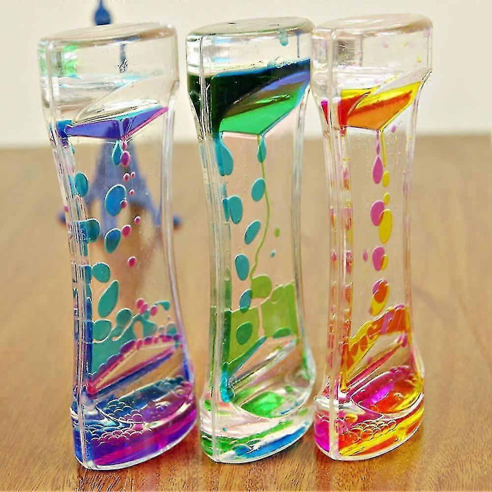Double Couleurs Huile Sablier Liquide Minuterie Mouvement Flottant Bulles Sable Montre Minuterie Flip Ove