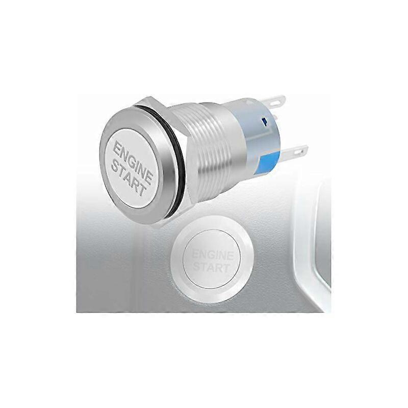 Engine Start Push Button, 12V 19mm Waterproof Car Ignition Starter Switch Button(Silver)