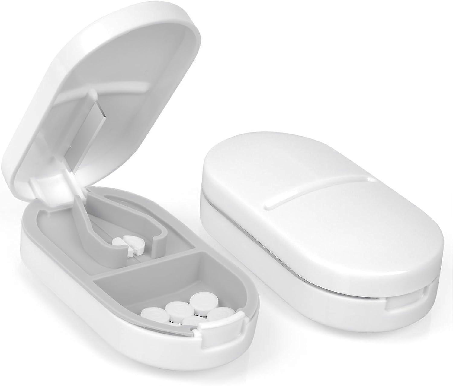 Small Tablet Cutter, Portable Tablet Splitter for Cutting Large and Small Pills into Half and Quarters, Cutting and Storage 2 in 2 Tablet Dispenser fo