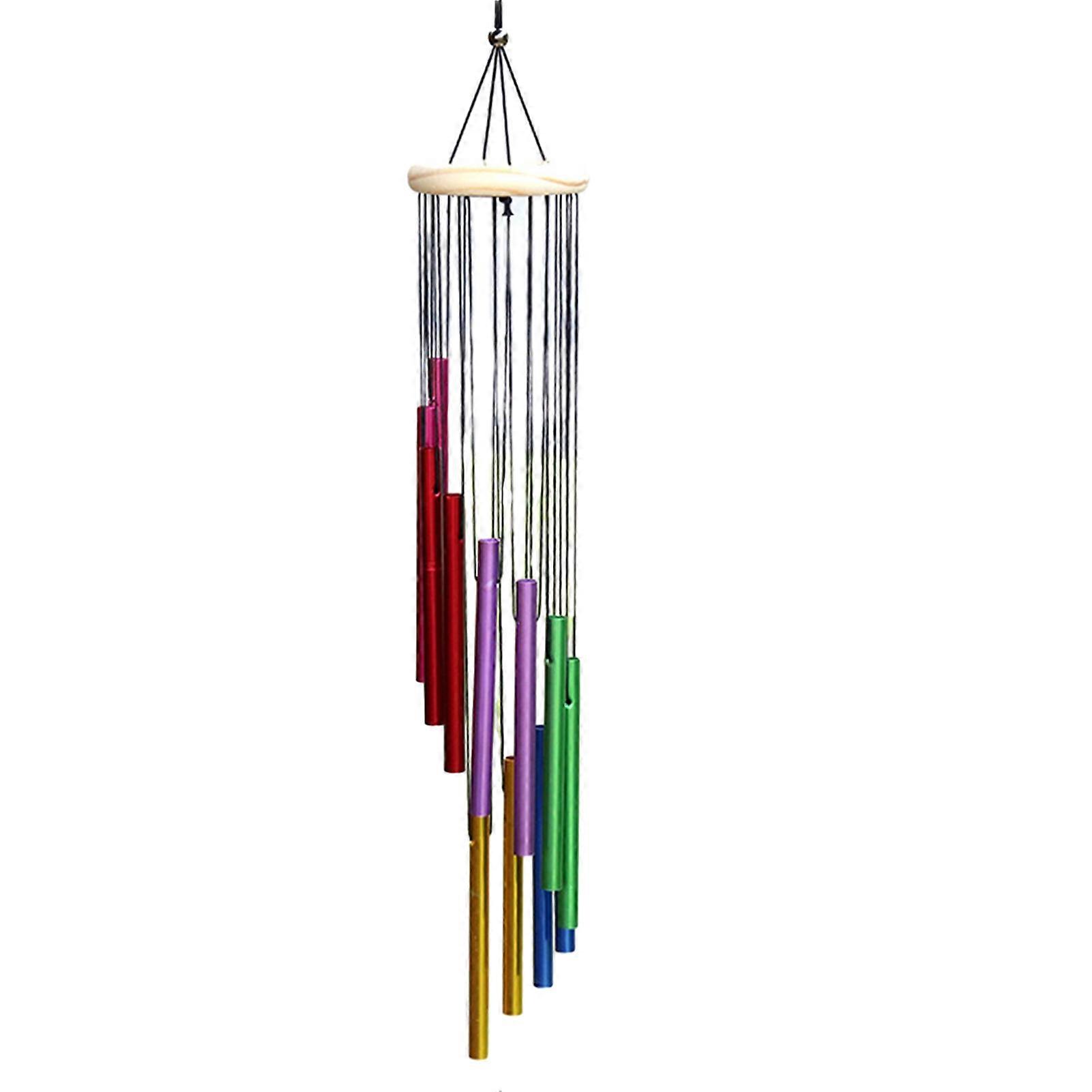 Wind Chime Exquisite Eye-catching Crisp Sound Decorative 12 Aluminum Tubes Hanging Ornament Home Decor KAESI