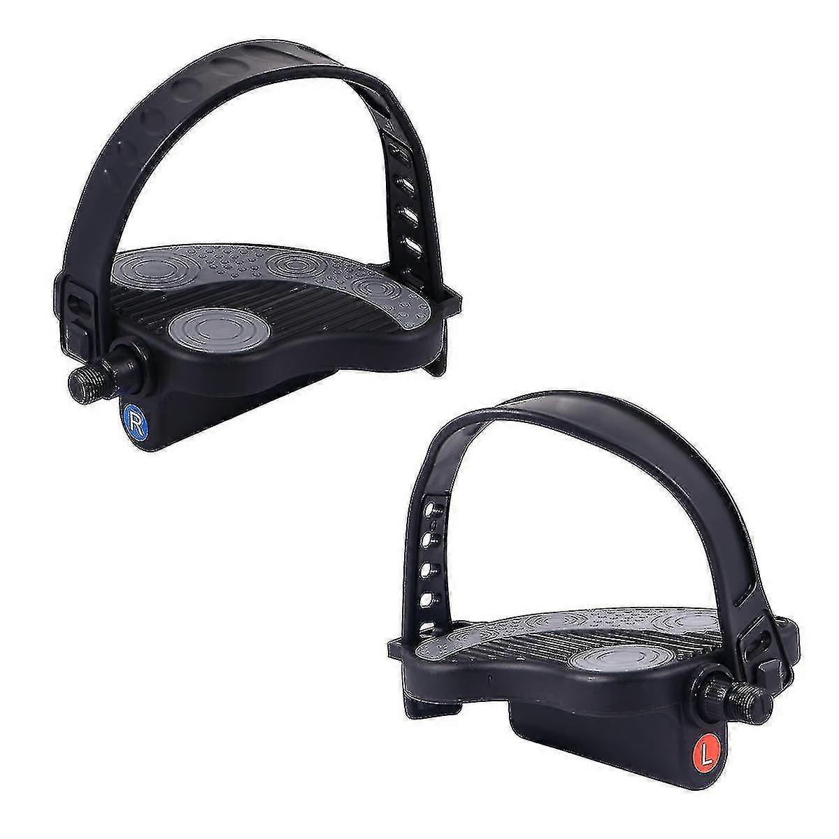 1 Pair Exercise Bike Pedals With Straps Spin Bike Pedals Random Pattern