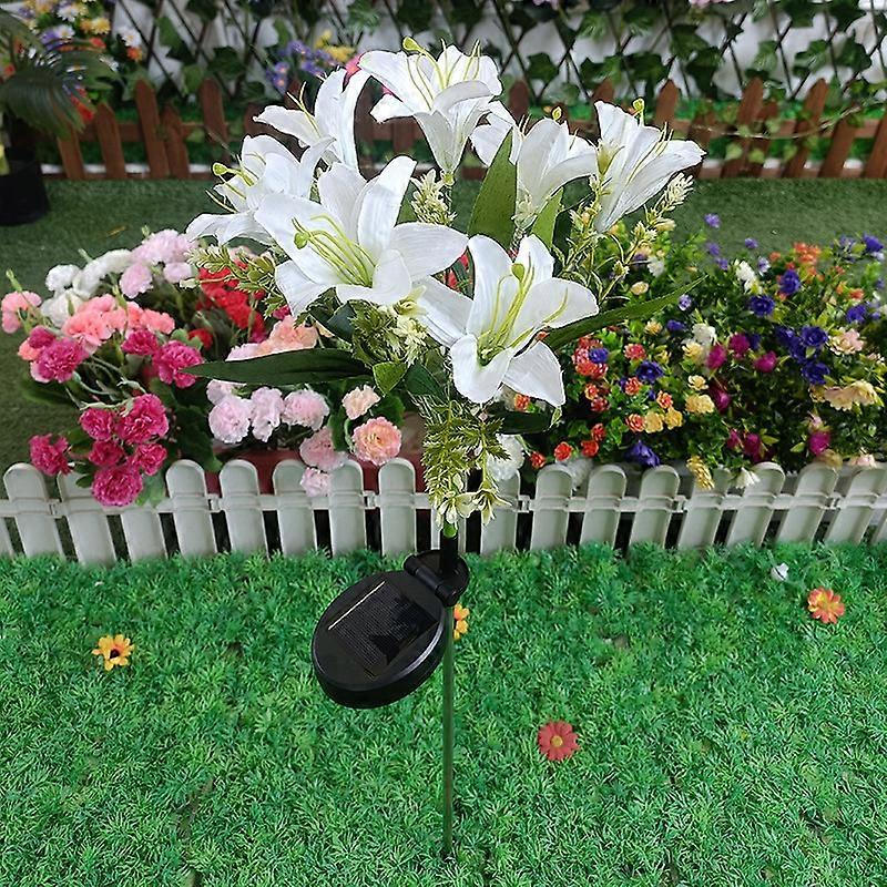 White, solar ground lamp LED simulation flower lantern