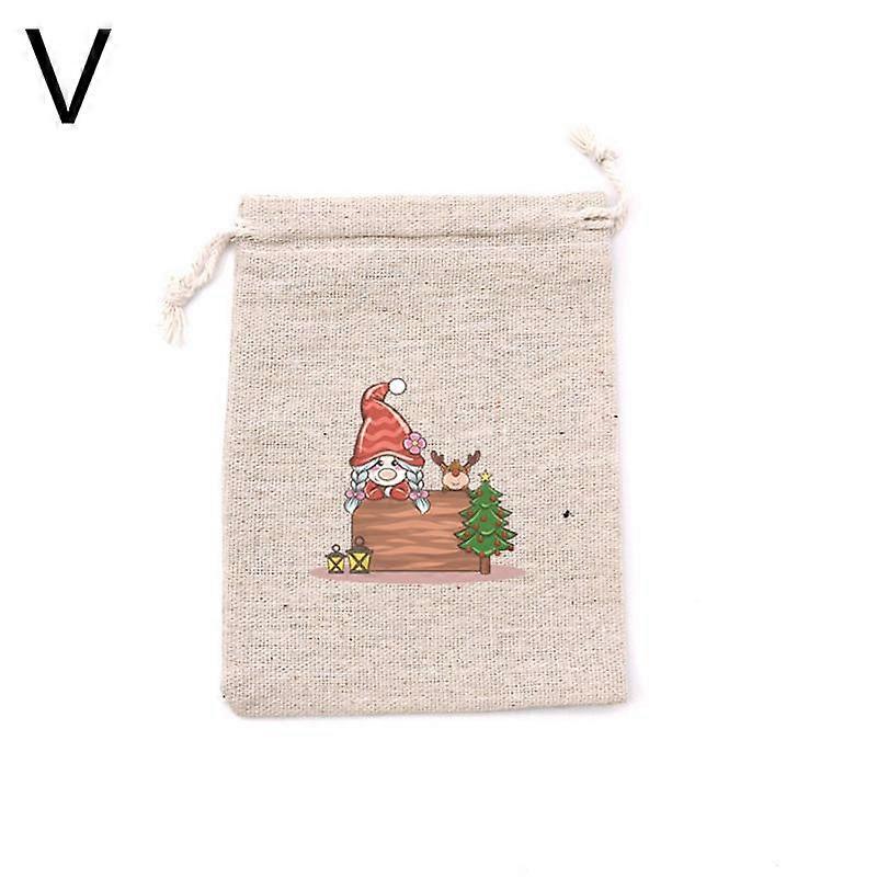 Christmas Linen Bag Candies Drawstring Gift Storage