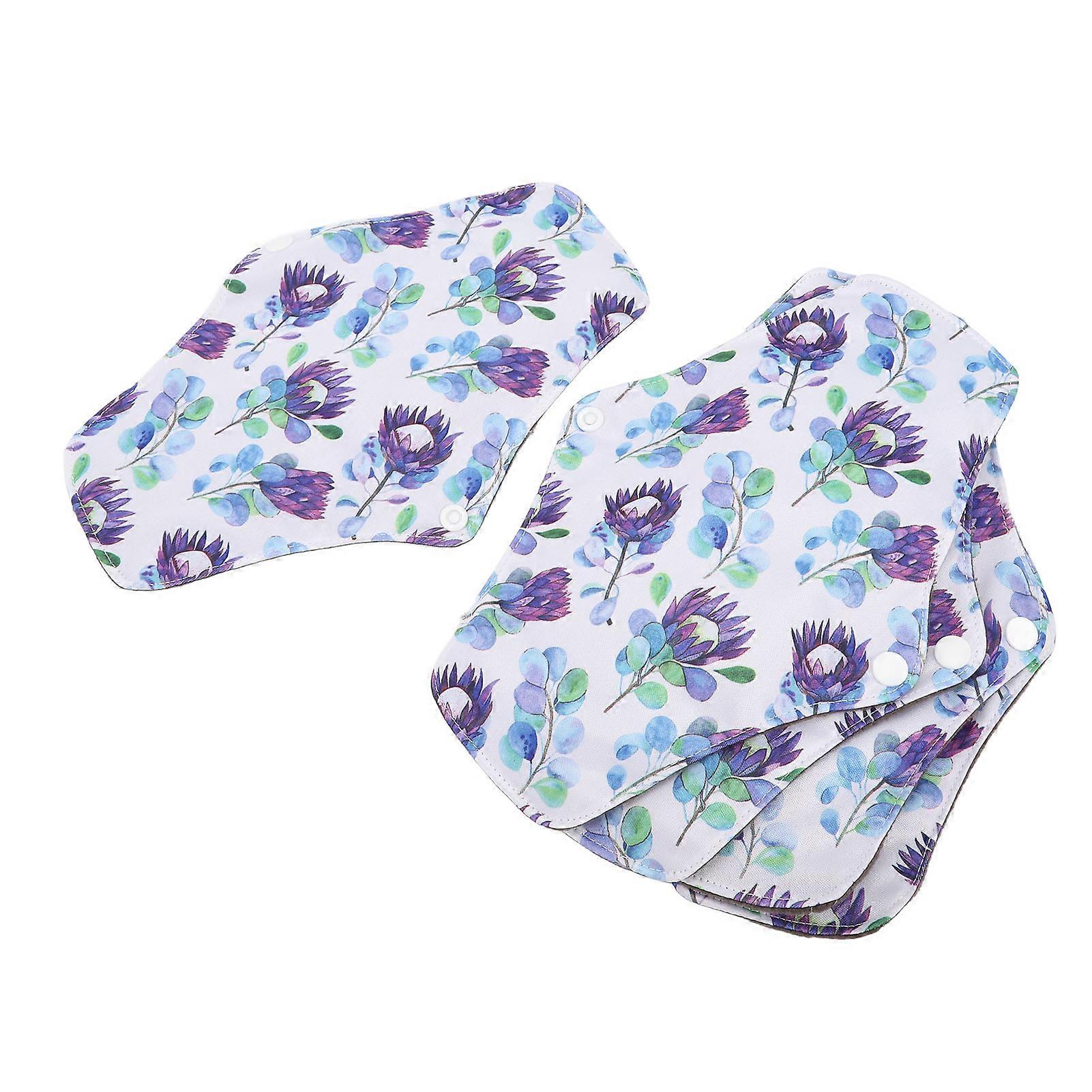 5pcs Bamboo Charcoal Cloth Menstrual Pads Super Absorbent Floral Printed Reusable Sanitary Pads for Women M Size T08