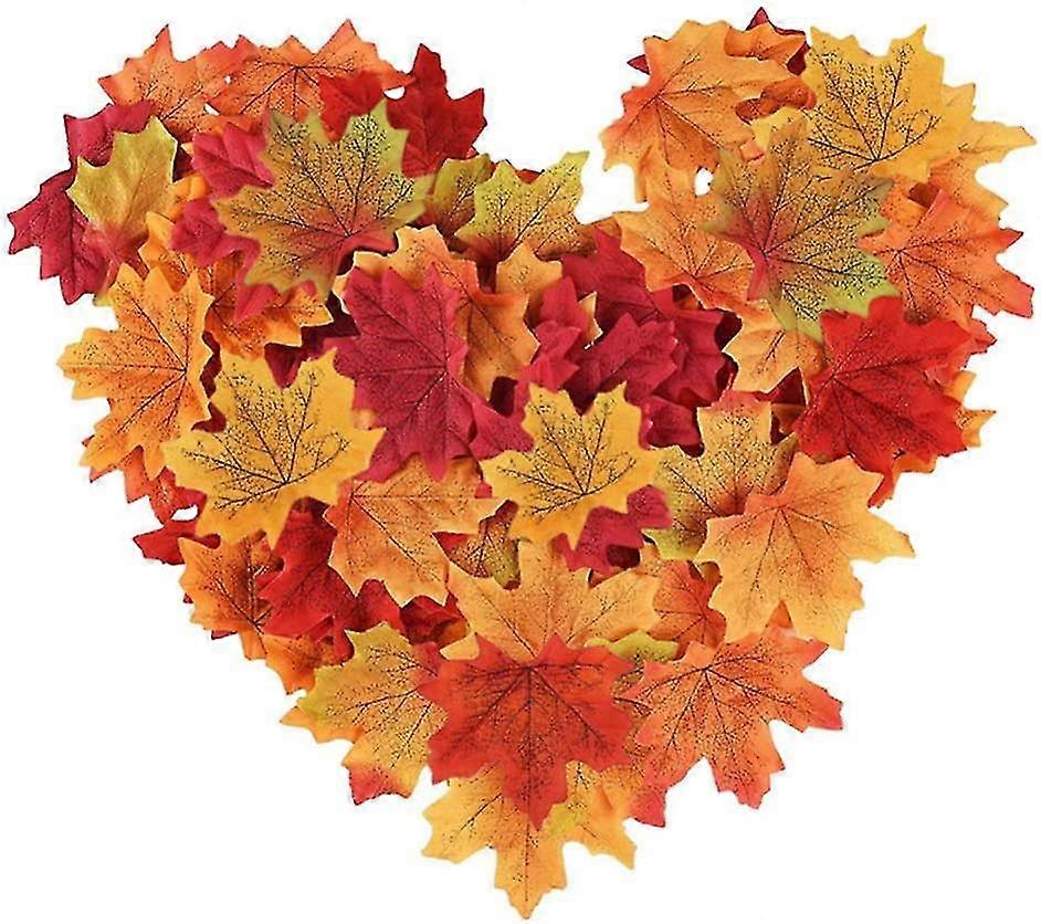 1000st Fall Konstgjorda lönnlöv för Thanksgiving Table Decor Höstbröllopsfest Inomhus utomhuskrans dekoration (5 färger) H