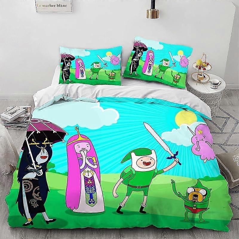 SQ647 Adventure Finn Bedding Set - Comfortable and Lightweight 3-Piece Cartoon Bedding Set (Available in Multiple Sizes) HZ647