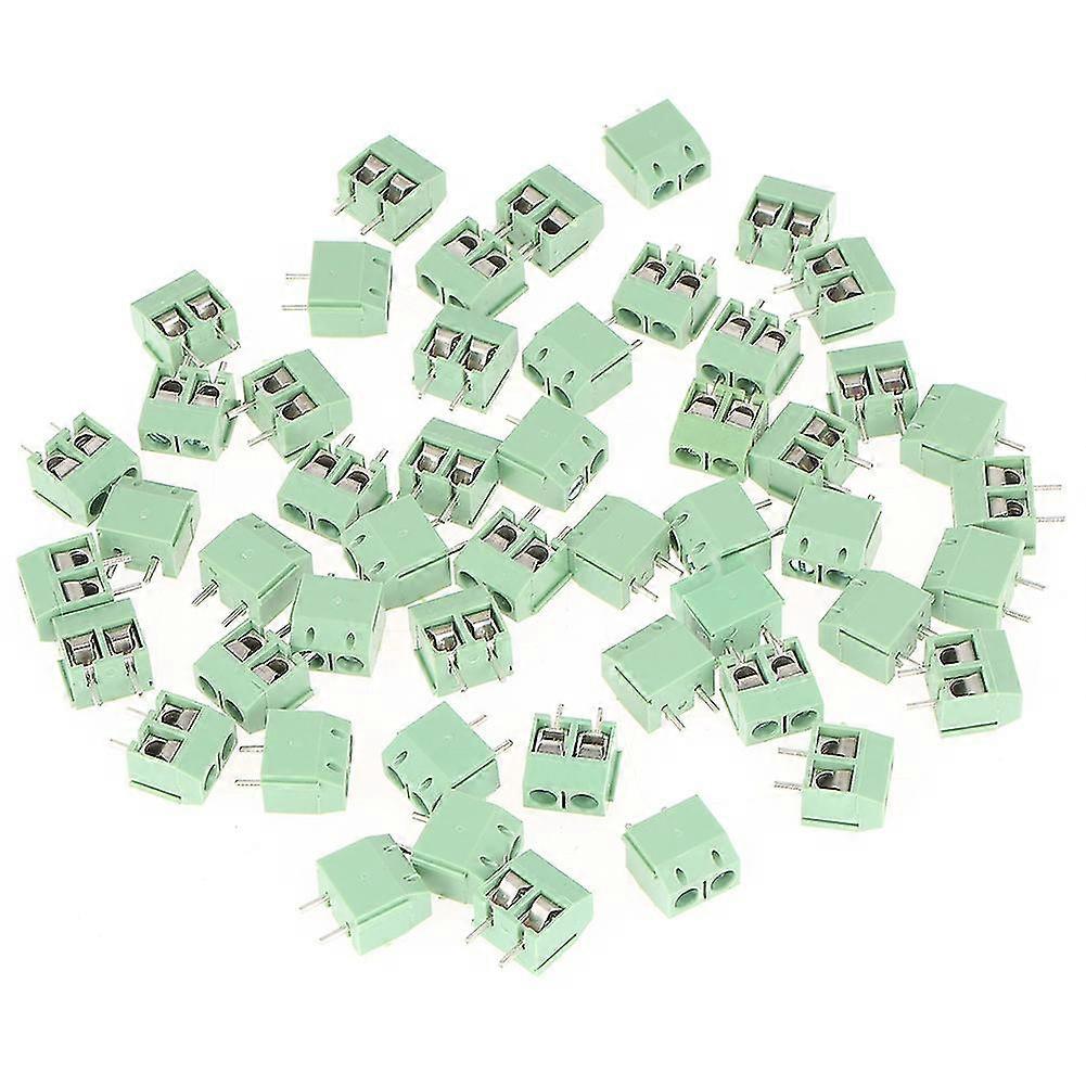 50pcs/set 2 Pin 5mm Pitch Green Pcb Universal Screw Terminal Block Connector